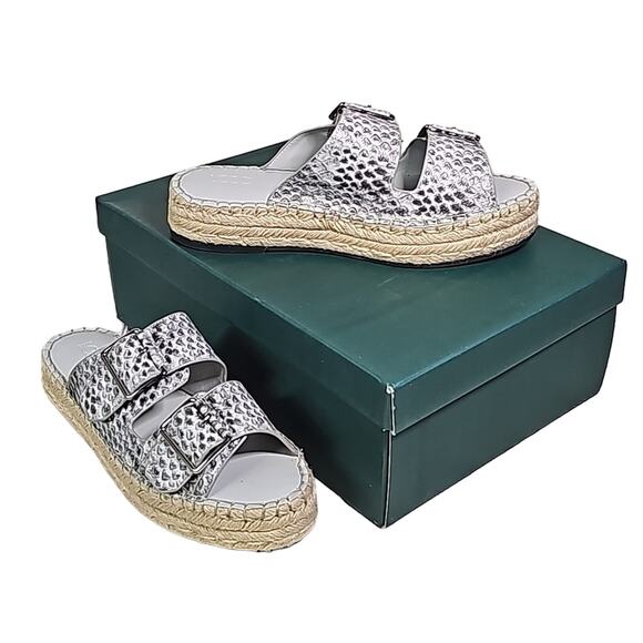 LOGO by Lori Goldstein Lindsay Double Buckle Espadrille Sandals Womens 6 NEW - Picture 1 of 14
